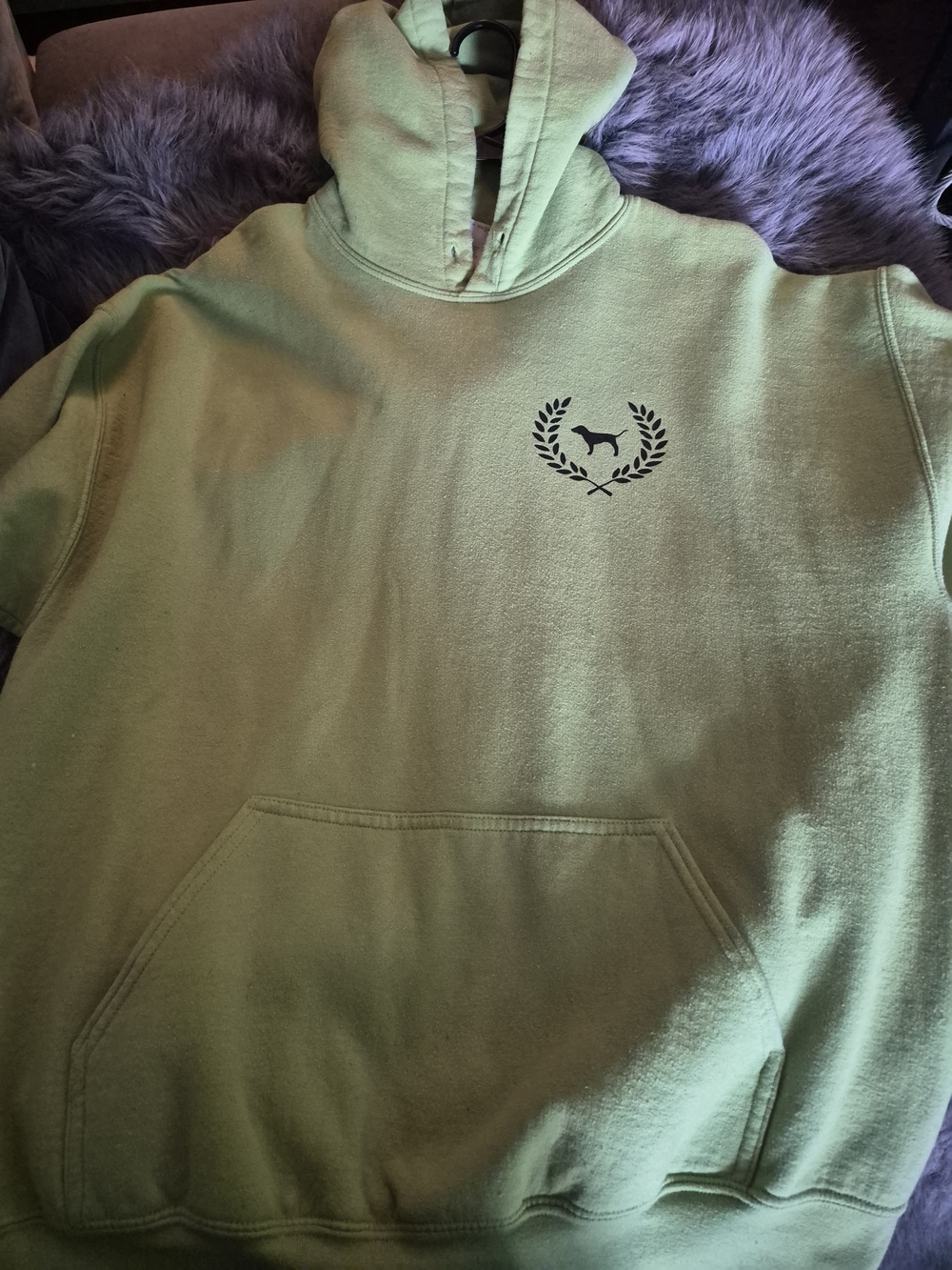 PINK Victoria's Secret Green Hoodie with Laurel Dog Emblem